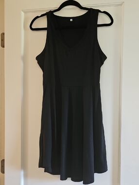 Source Unknown Black Sleeveless V-Neck Skater Dress
